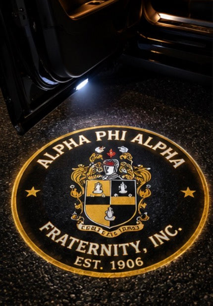 Alpha Phi Alpha crest projected on pavement