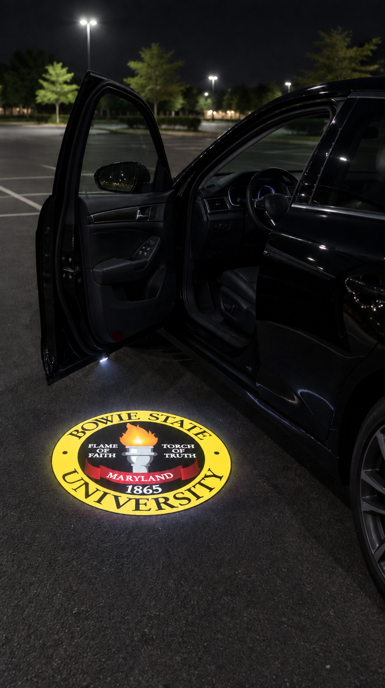 Divine Glow HBCU Edition - Bowie State University car door projection