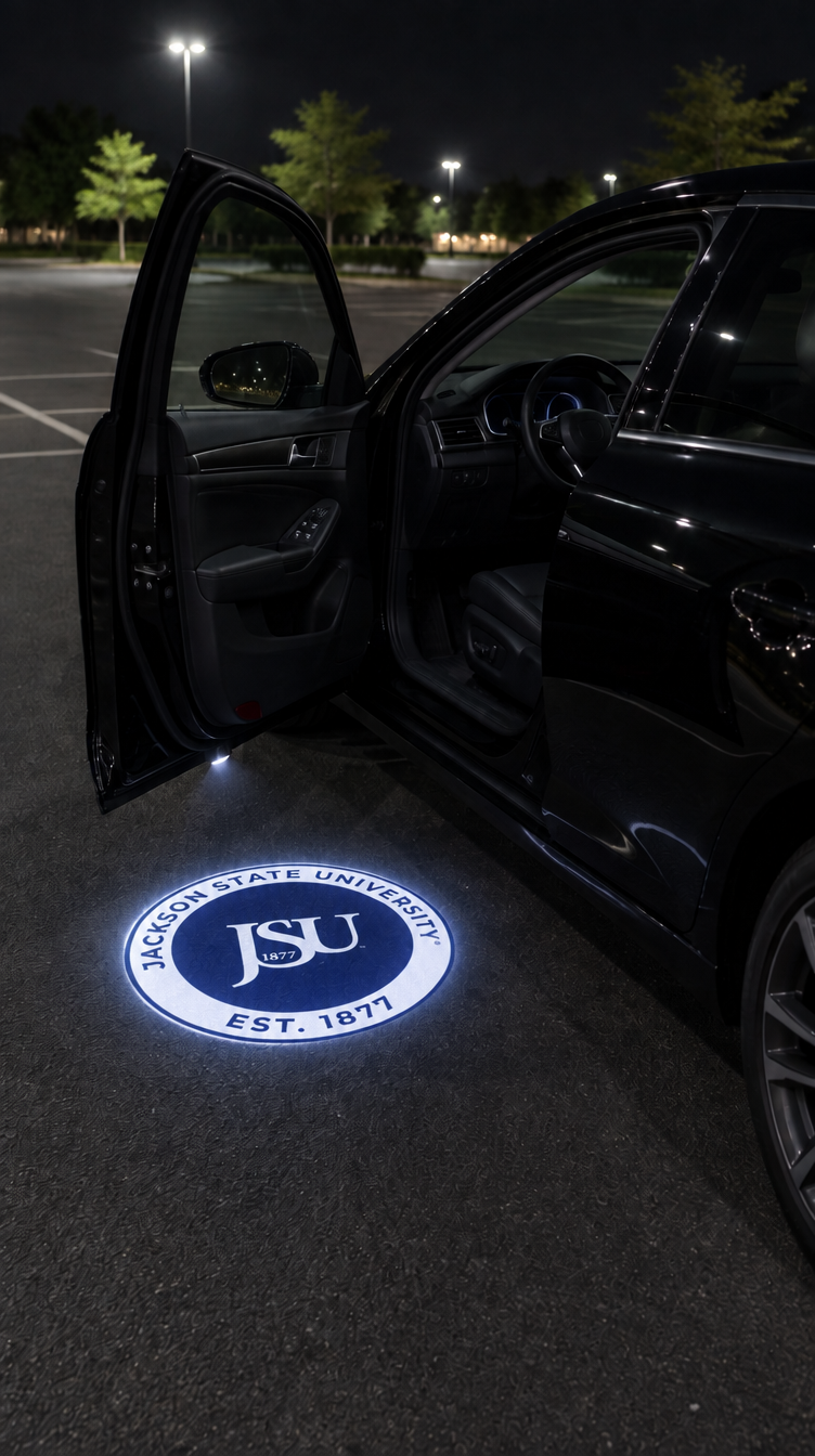 Divine Glow HBCU Edition - Jackson State University car door projection