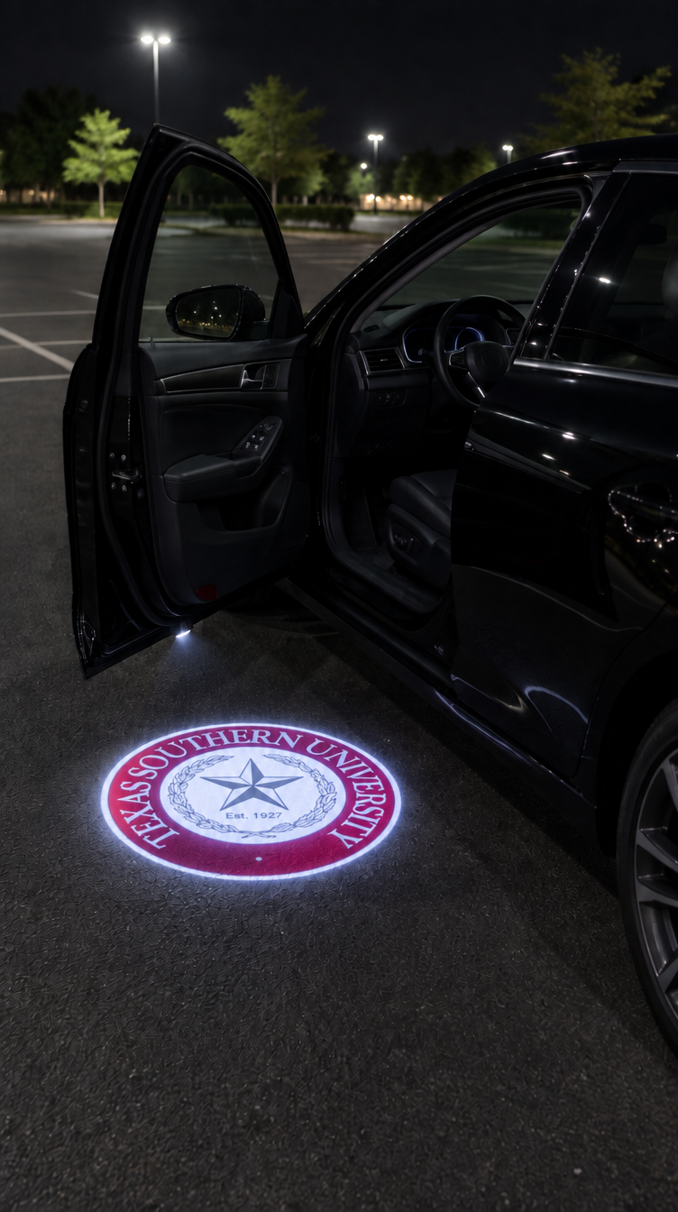 Divine Glow HBCU Edition - Texas Southern University car door projection